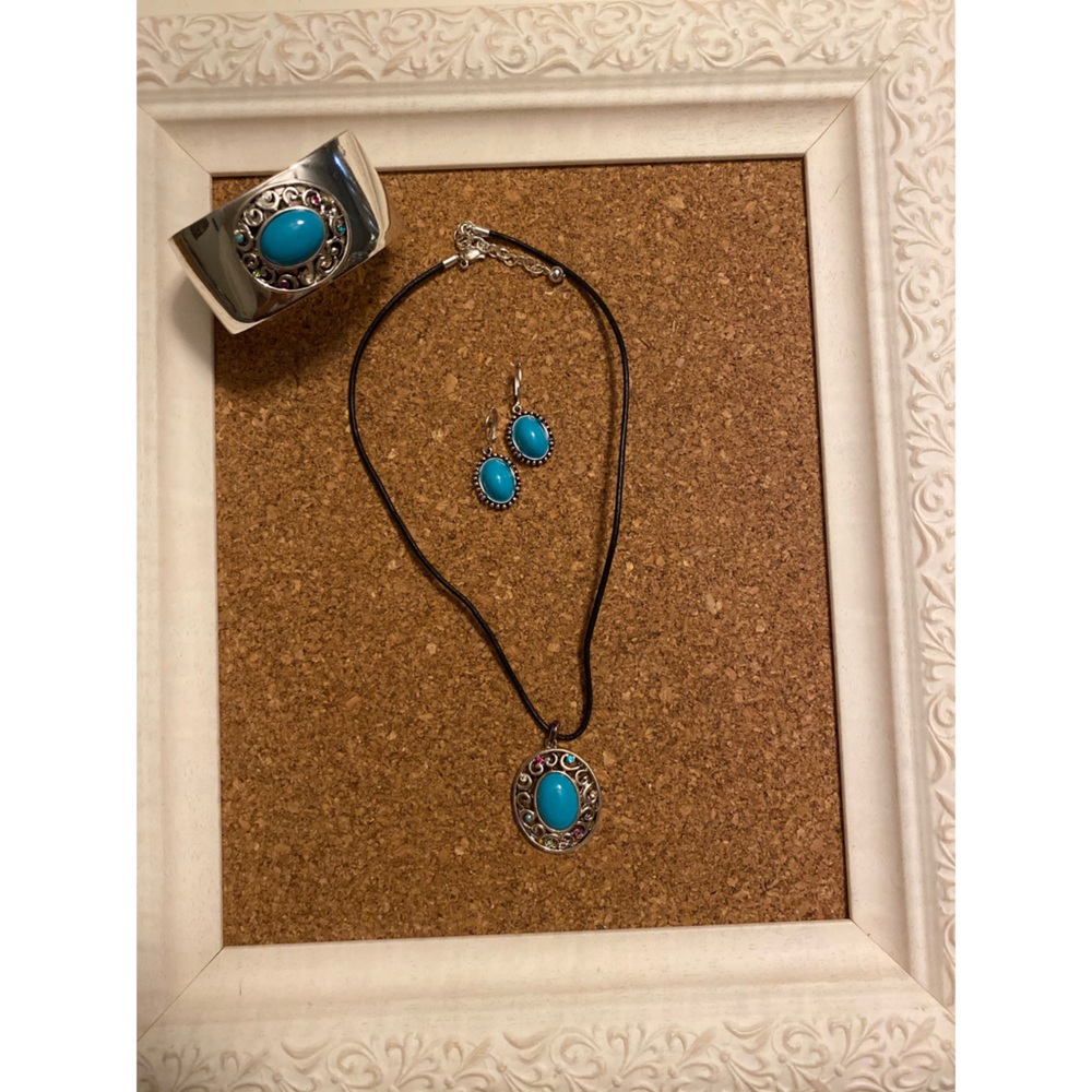Turquoise and Silver 4pc. Jewelry Set